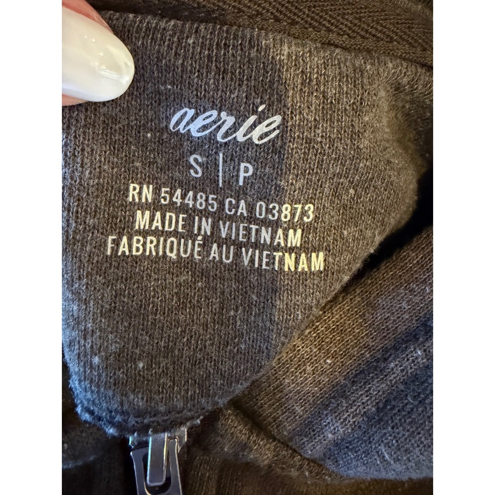 Aerie Quarter Zip Hoodie Women Small Brown Gray Cropped Sweatshirt Athleisure - Picture 7 of 10